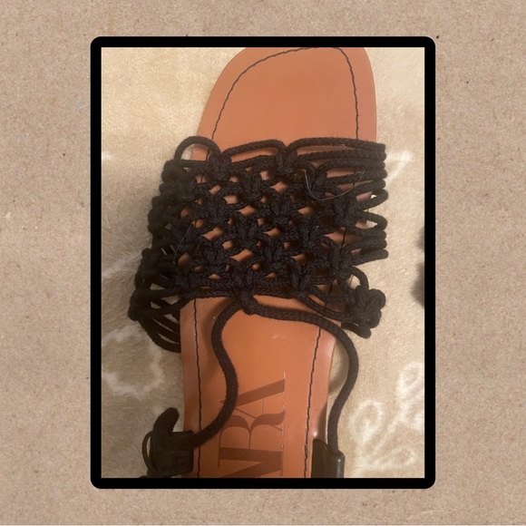 Zara crochet wrap black sandals. Size 39. - Picture 3 of 5